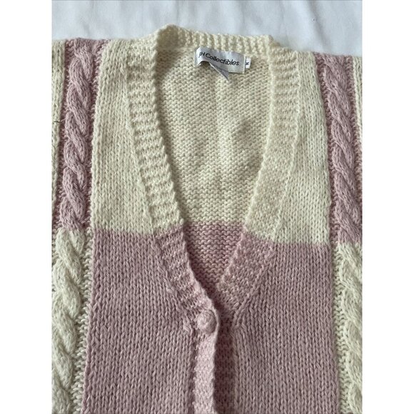 Vintage IH Collectibles Womens Pink & Cream Striped Knit Vest - Picture 6 of 11